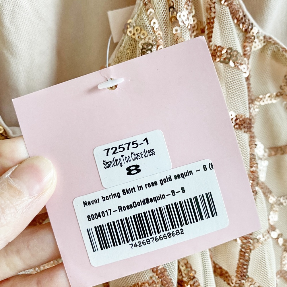 NWT Showpo Rose Gold Sequin Mini Dress - Picture 8 of 8